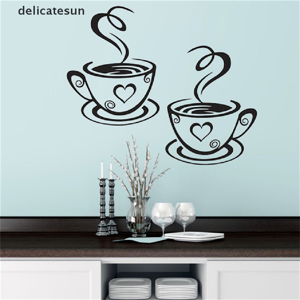 delicatesun-สติกเกอร์ไวนิล-ลายถ้วยกาแฟ-ชา-กาแฟ-ศิลปะ-ตกแต่งห้องครัว-ร้านอาหาร-ผับ-ดี