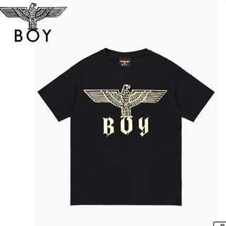 เสื้อยืดแขนสั้น ผ้าฝ้าย พิมพ์ลาย BOYLONDON ทรงหลวม แฟชั่นคู่รัก สําหรับผู้ชาย และผู้หญิง