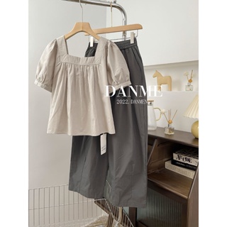 French chic short-sleeved blouse 2023 new summer dress size casual wide-leg trousers two-piece suit