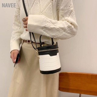 NAVEE กระเป๋าถือทรงกระบอกแฟชั่น Tote Women PU Leather กระเป๋า Messenger ปรับได้หรูหราสำหรับการทำงานประจำวัน