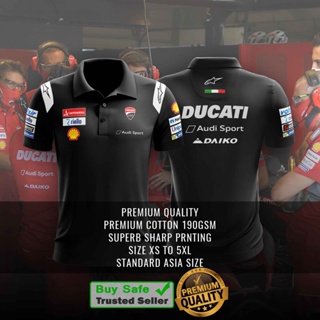 เสื้อยืดโปโล ทีม Ducati MotoGP สีแดง สีดํา ไซซ์ XS-3XL