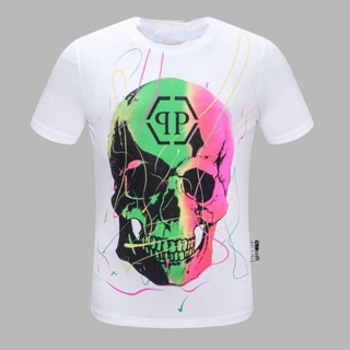 Philipp Plein T-shirt Summer New Tide Brand Mens Short Sleeve Round Neck Skull Slim Body Shirt Half Sleeve Top_01
