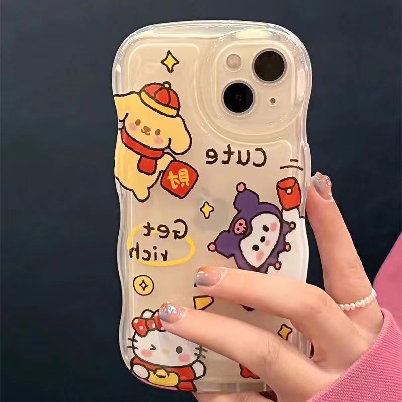 เคสมือถือ-แบบใส-ลายการ์ตูนซานริโอ้-กันกระแทก-สําหรับ-iphone-13-14-pro-max-12-11-xr-8-plus