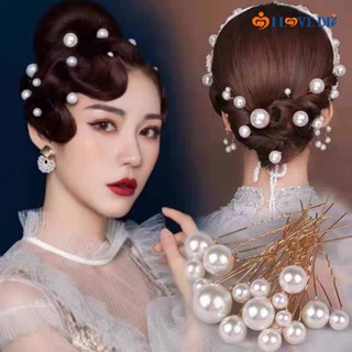 16 ชิ้น / เซต แฟชั่นโบราณ จําลอง มุก กิ๊บ / มงกุฏเจ้าสาว จัดแต่งทรงผม คงที่ เครื่องประดับผมตกแต่ง