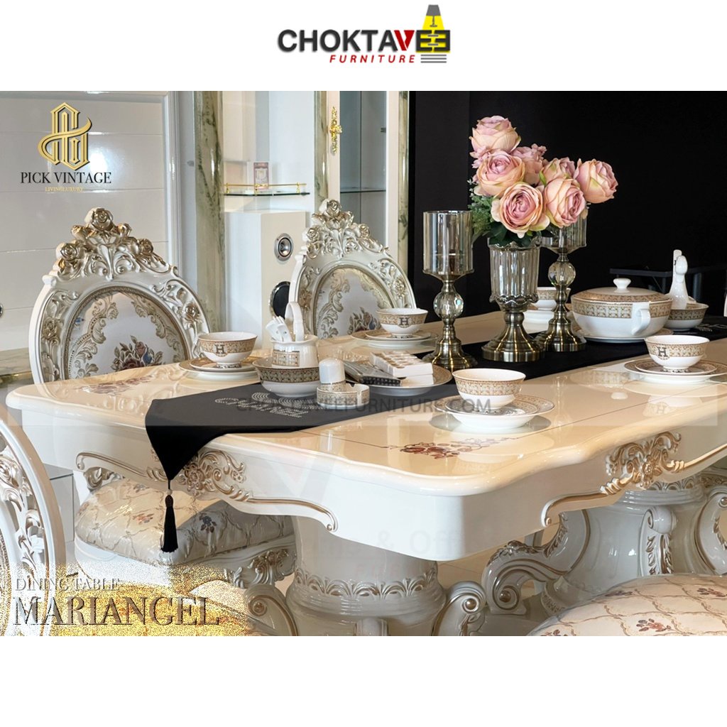 โต๊ะอาหาร-วินเทจ-หลุยส์-ท็อปปรับได้-190-240cm-platinum-classic-series-สีขาว-รุ่น-ttb-lv-mariangel