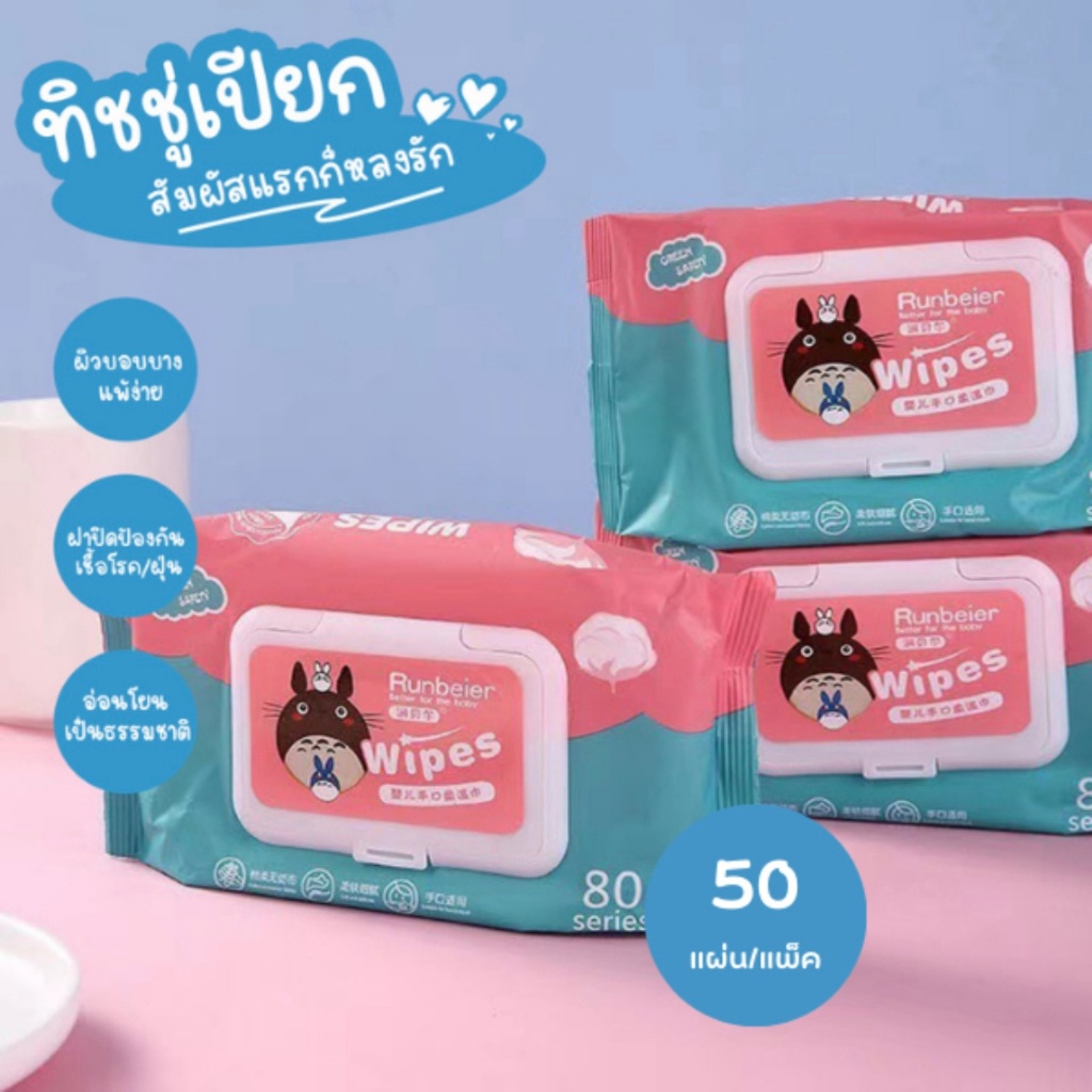 พร้อมส่ง-ทิชชู่เปียกเด็ก-0-แอลกอฮอล์-กระดาษเปียก-กระดาษทิชชู่-baby-wipes