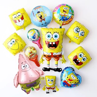 การ์ตูนอะนิเมะ SpongeBobs ลูกโป่งฟอยล์ ของเล่นเด็ก ลูกโป่งเป่าลม ตกแต่งงานเลี้ยงวันเกิด เด็กอาบน้ํา พื้นหลังตกแต่งฉากเค้าโครงอุปกรณ์ปาร์ตี้