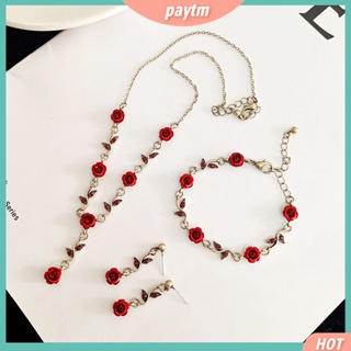 [PTM] สร้อยคอโซ่ จี้ดอกกุหลาบ สีแดง ปรับได้ สไตล์ฝรั่งเศส เรโทร หรูหรา เครื่องประดับ สําหรับผู้หญิง 1 ชุด