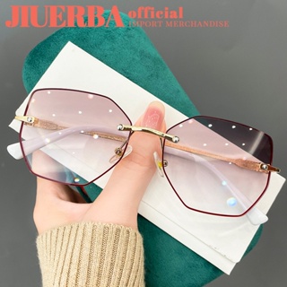 JIUERBA ใหม่ แว่นตาอ่านหนังสือ กรอบโลหะ หลายเหลี่ยม ไร้กรอบ แฟชั่น ป้องกันแสงสีฟ้า HD ไล่โทนสี นําเข้า แว่นอ่านหนังสือ สําหรับผู้ชาย ผู้หญิง