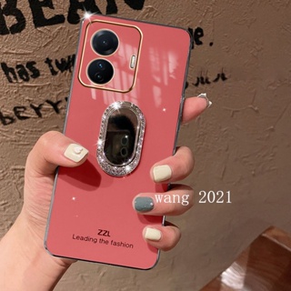 Ready Stock Casing เคส Realme C55 NFC 2023 Phone Case Multicolor Soft Back Cover with Luxury Rhinestone Mirror Phone Holder for RealmeC55 Case เคสโทรศัพท