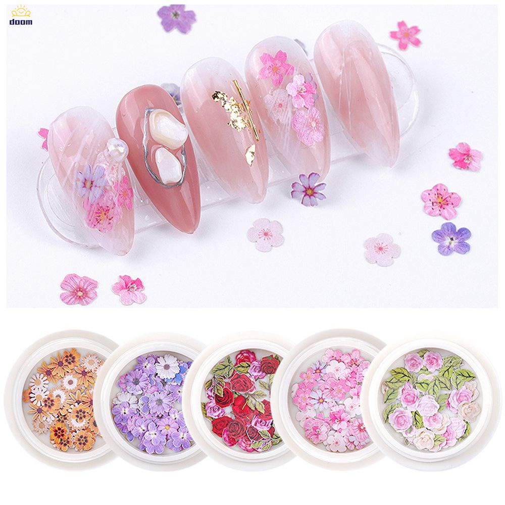 ศิลปะเล็บสไตล์ผสม-งานฝีมือดอกไม้แห้งที่มีสีสัน-สติ๊กเกอร์เล็บ-3d-uvเล็บ-ทาสีเล็บเจลตกแต่ง-ดีไอวาย-อุปกรณ์ทําเล็บ-doom