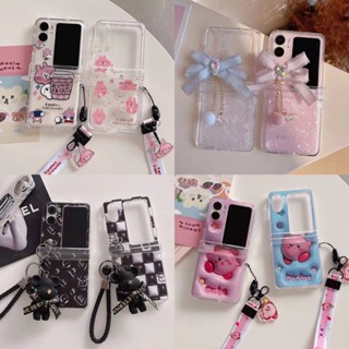 เคสโทรศัพท์มือถือแบบแข็ง ใส กันกระแทก ลายการ์ตูนหมีน่ารัก 3D พร้อมสายโซ่คล้อง สร้างสรรค์ สําหรับ OPPO Find N2 3in1