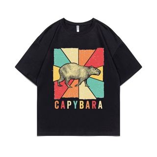 ขายเสื้อคู่ - CapybaraออกแบบTshirtผ้าฝ้ายตลกพิมพ์เสื้อยืดชายเย็น100%ผ้าฝ้ายGildan（S-5XL）