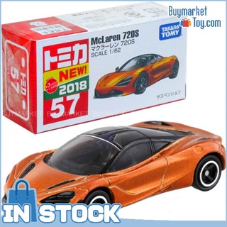 [ของแท้] Takara Tomy Tomica #57 McLaren 720s Scale 1/62 Mini Orange Diecast Toy Car Car Car