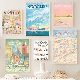 โปสเตอร์ผ้าใบ พิมพ์ลายนิตยสาร The New Yorker สไตล์นอร์ดิก สําหรับตกแต่งผนังบ้าน ห้องนั่งเล่น