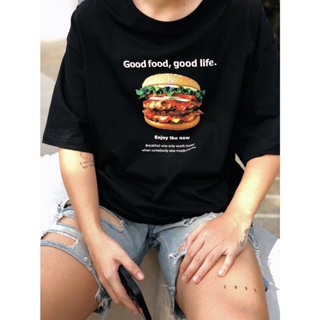 เสื้อยืด Oversize ลาย Burger (เบอเกอร์)S-5XL