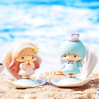 【ของแท้】ตุ๊กตาฟิกเกอร์ Miniso Sanrio Blue Sea Holiday Series Blind Box ของขวัญ สําหรับตกแต่ง