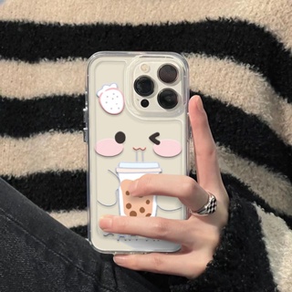 White Strawberry Milk Tea Phone Case For Iphone14/13promax Mobile Phone Shell for Phone 12/11 Soft Case 7/8Plus Carton