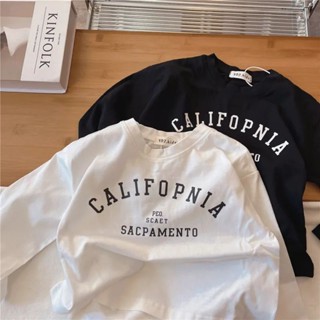 พร้อมส่ง ขายดี เสื้อยืดแขนยาว ผ้าฝ้าย 100% พิมพ์ลายตัวอักษร สไตล์เกาหลี ญี่ปุ่น แฟชั่นฤดูใบไม้ผลิ ฤดูใบไม้ร่วง สําหรับเด็กผู้ชาย