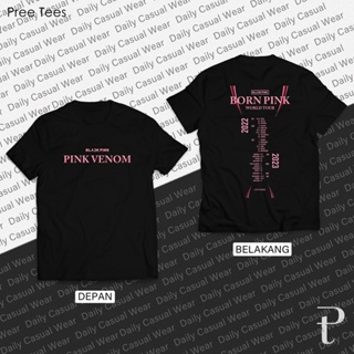 เสื้อยืดพิมพ์ลาย Blackpink PINK VENOM WORLD TOURเสื้อยืดคอกลมผ้าฝ้ายสำหรับผู้ชายและผู้หญิง