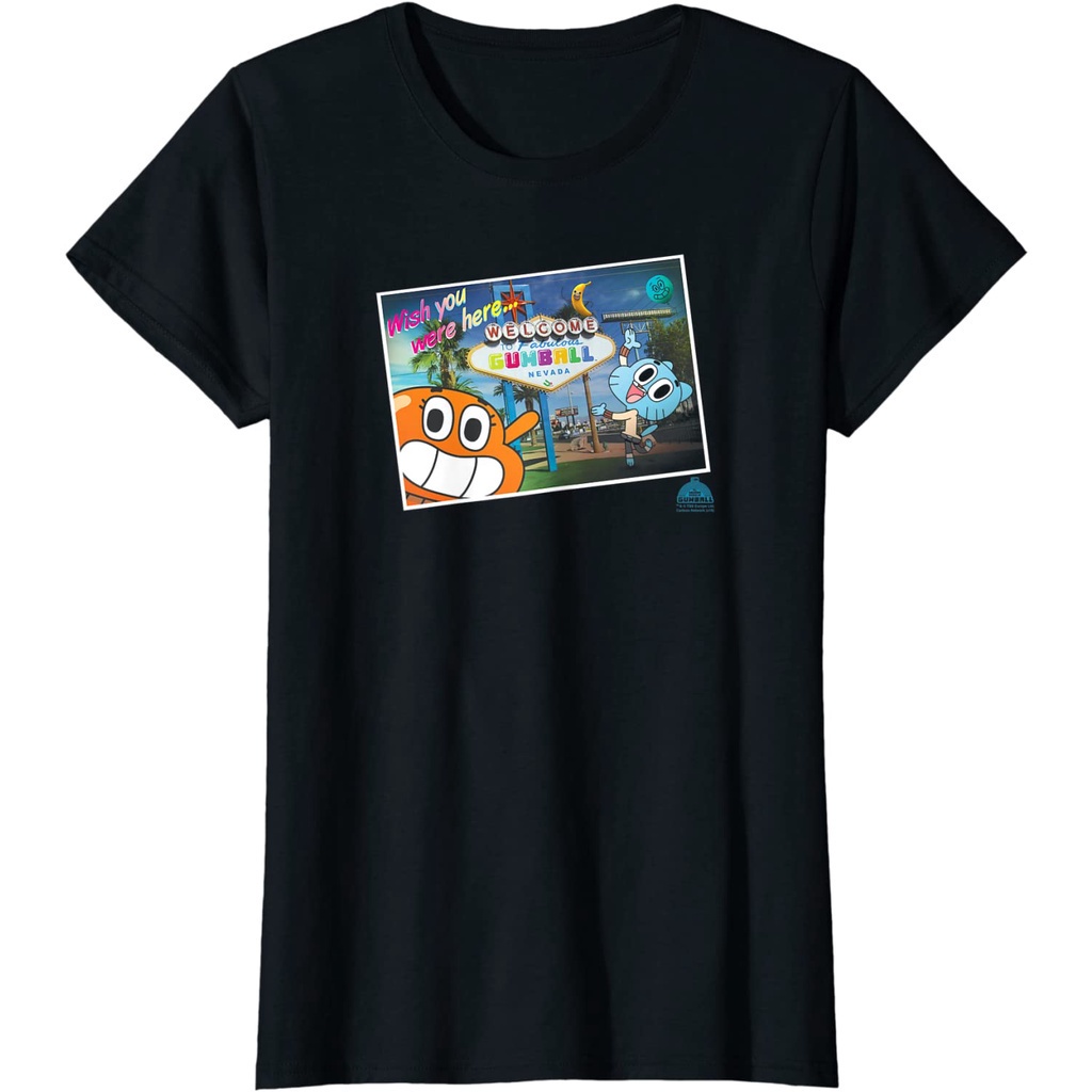 เสื้อยืดลำลอง-the-amazing-world-of-gumball-postcard-t-shirt-the-amazing-world-of-gumball-mens-womens-t-shirts