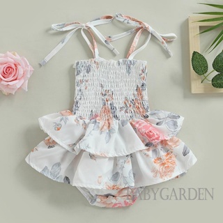 Babygarden- ชุดรอมเปอร์ แขนกุด เปิดไหล่ คอสี่เหลี่ยม พิมพ์ลายดอกไม้ แฟชั่นฤดูร้อน สําหรับเด็กผู้หญิง 0-18 เดือน