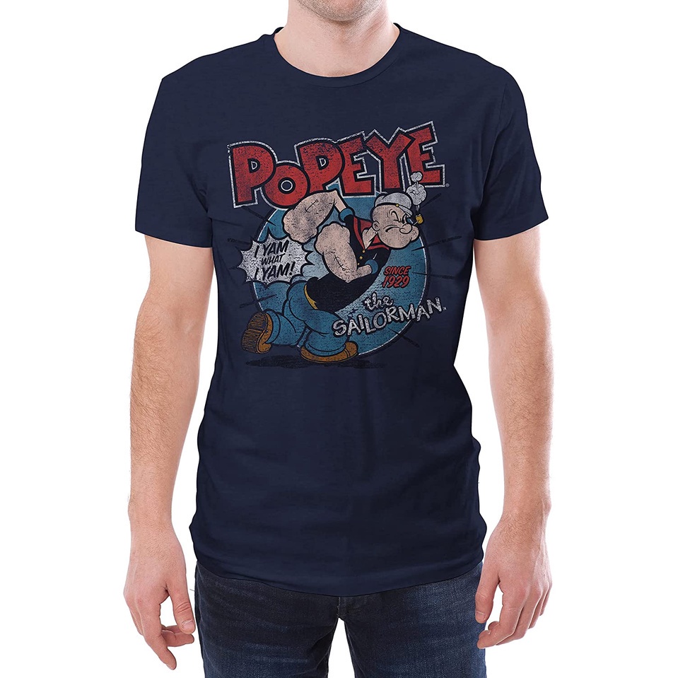 เสื้อยืดผ้าฝ้ายพิมพ์ลายผ้าฝ้าย-100-ป๊อปอาย-เยาวชน-tee-luv-popeye-the-sailorman-t-shirt-i-yam-what-i-yam-popeye-ca-01