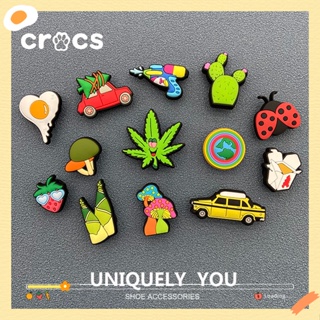 Crocs jibbitz charms จี้รูปดอกไม้ พืชสีเขียว อุปกรณ์เสริม สําหรับตกแต่งรองเท้า Crocs charm