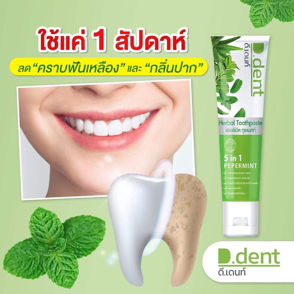 1แถม1-2หลอด-ยาสีฟันดีเด้นท์d-dentยาสีฟันสมุนไพร-ขนาด-100-กรัม