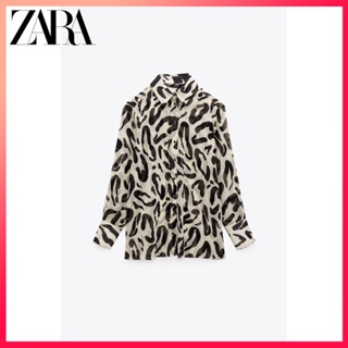 Zara เสื้อเชิ้ต พิมพ์ลายสัตว์ สไตล์ใหม่ ฤดูใบไม้ร่วง ฤดูหนาว สําหรับผู้หญิง