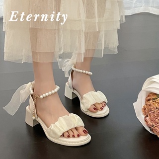 Eternity  รองเท้าผู้หญิง รองเท้าส้นสูง รองเท้าแตะ สบายๆ แฟชั่น ส้นหนา ดอกไม้ที่มีการตกแต่งที่สวยงาม 20223ใหม่ ทันสมัย Stylish ทันสมัย High quality B24G094 36Z230909