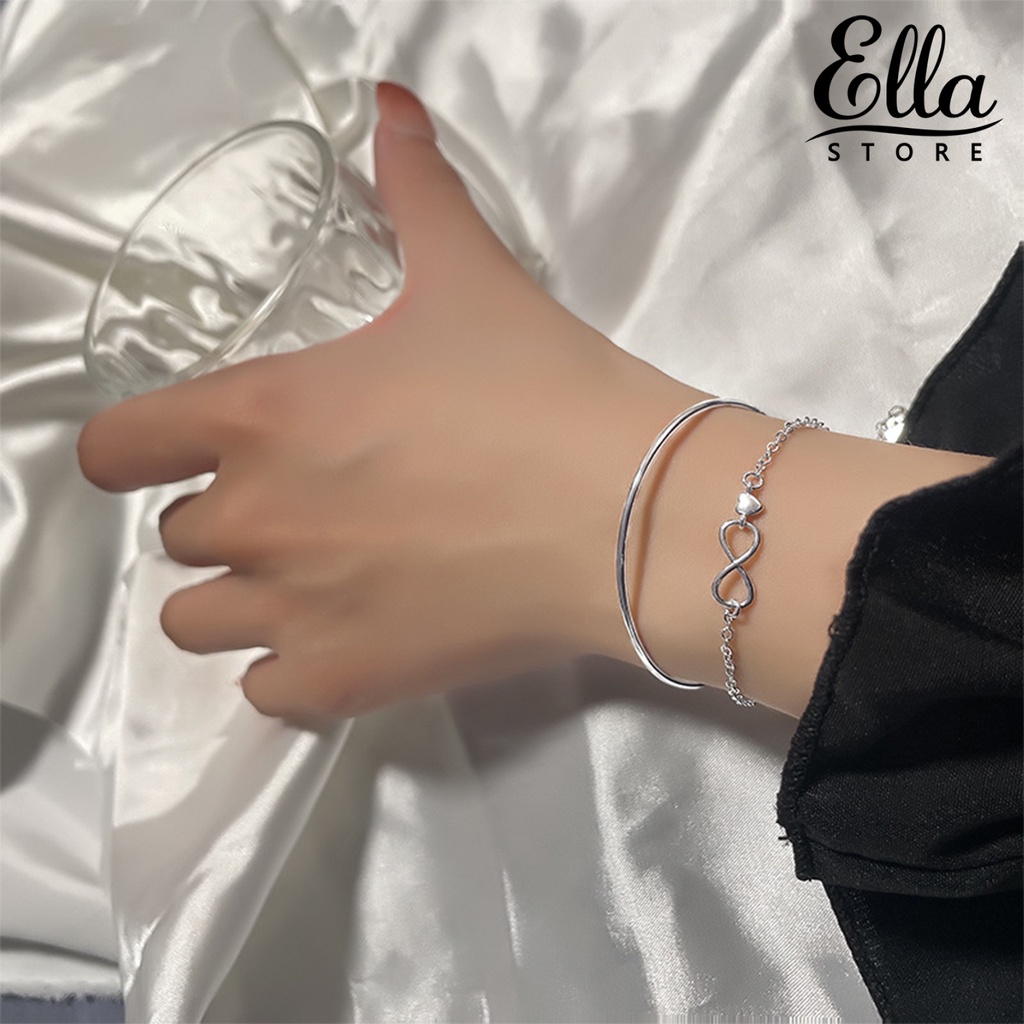 ellastore123-สร้อยข้อมือ-กําไลข้อมือ-สองชั้น-จี้แวววาว-ชุบไฟฟ้า-วันครบรอบ-ของที่ระลึก-ไม่จางหาย-อินฟินิตี้-จี้-สําหรับผู้หญิง-สวมใส่ทุกวัน