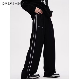 DaDuHey🎈 New American Style ins Street-striped Womens Sports Pants High Waist Loose Casual Pants Small jogging pants Cargo Pants