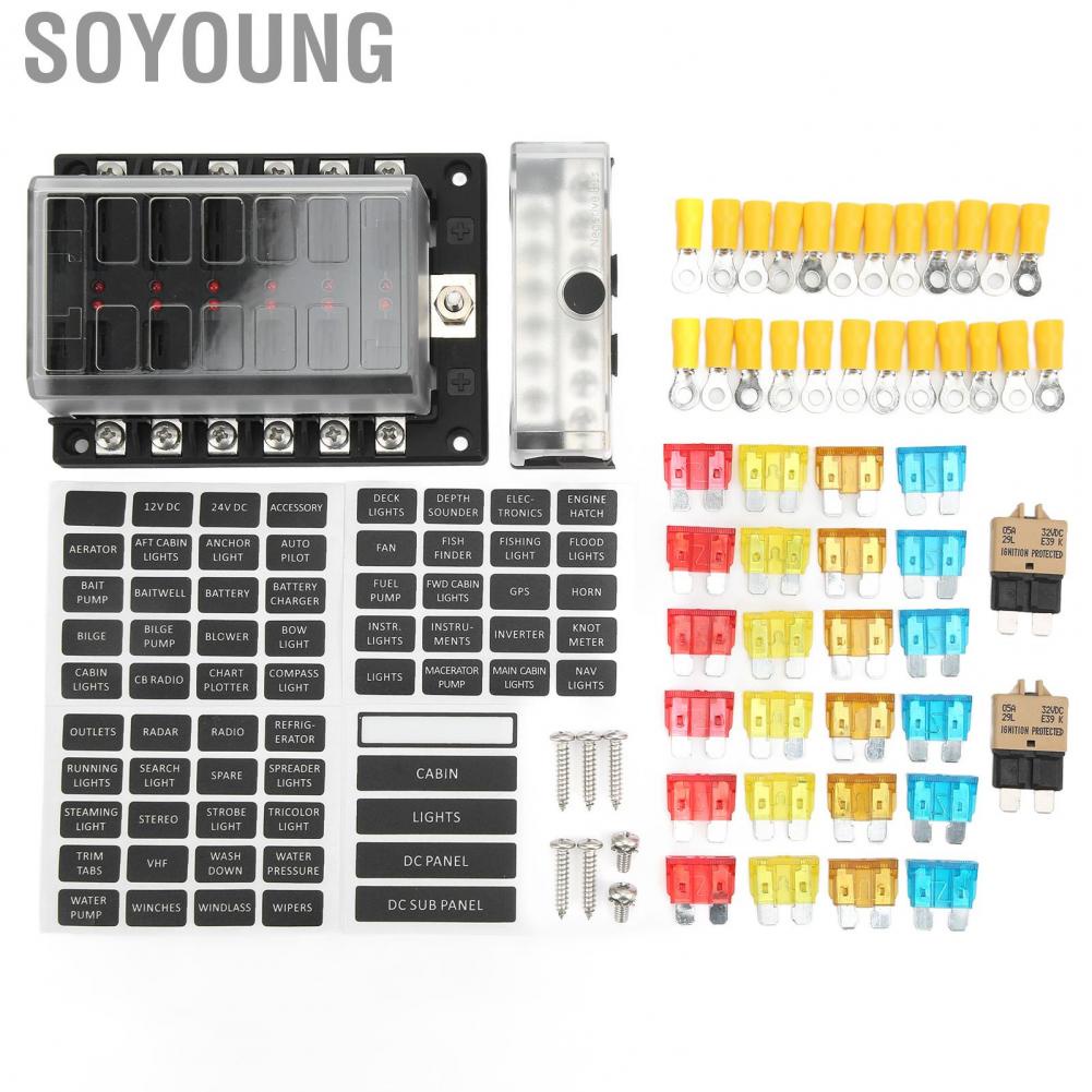 Soyoung Blade Fuse Box Electrical Fuse Block 12 Way Indicator for Cars
