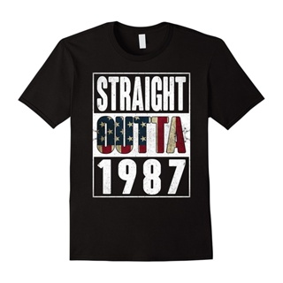 QiuY5 [Ready Stock XS-6XL] 30Th Straight Outta 1987 Casual Short Sleeve Tops Printed 100% Cotton Mens T-shirt Plus_03