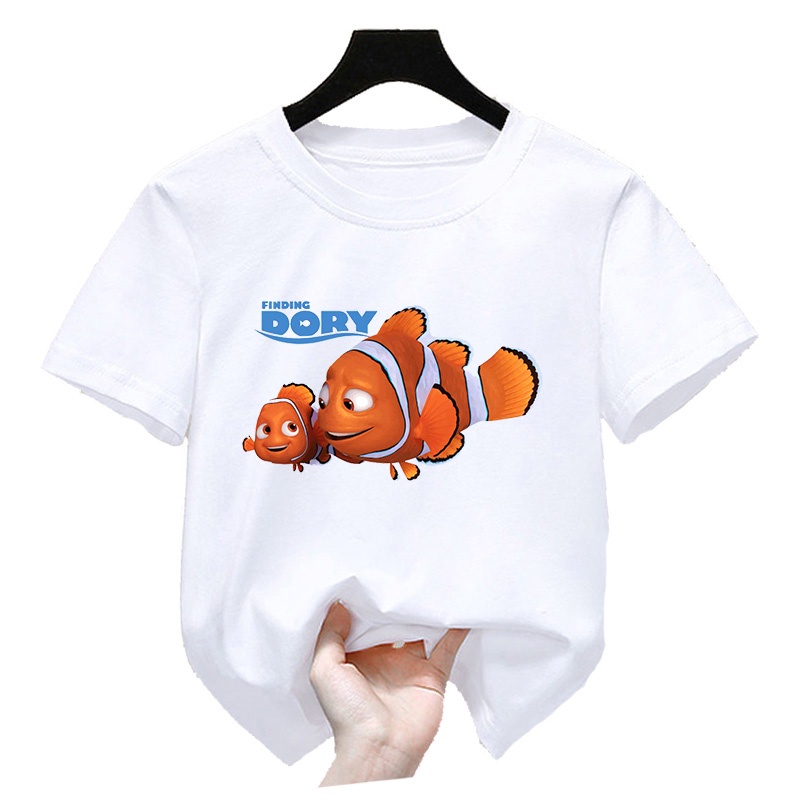 เสื้อยืดลําลอง-ลายการ์ตูนนีโม่-สวมใส่สบาย-สําหรับเด็กผู้ชาย-และเด็กผู้หญิง