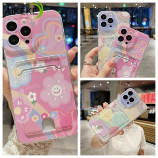 เคสโทรศัพท์มือถือแบบนิ่ม ใส พร้อมช่องใส่บัตร ลายหน้ายิ้ม สําหรับ OPPO A31 2020 A8 A1K A17 A17K A16 A54S A16S 4G A16K A16e A15 A15S A35