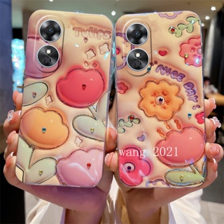 Ready Stock 2023 New Casing เคส OPPO Reno8 T 8T Reno 8 T A78 5G 4G A17 A17k Phone Case Creative 3D Stereo Effects Glitter Rhinestone Cute Flower Protective Soft Case Back Cover เคสโทรศัพท
