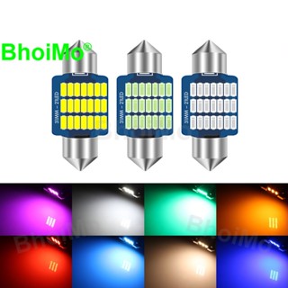 Bhoimo หลอดไฟ led 21SMD 3W 31 มม. 3014 DC12V สีฟ้า สําหรับติดป้ายทะเบียนรถจักรยานยนต์