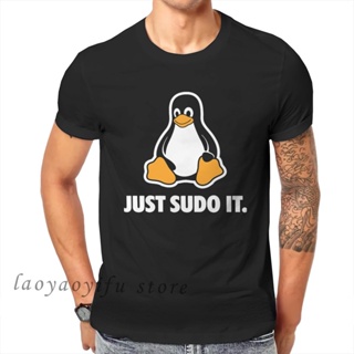 [S-5XL] เสื้อยืด พิมพ์ลาย Just Sudo It Linux แนวตลก สําหรับผู้ชาย