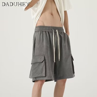 DaDuHey🔥 2023 Hong Kong Style Retro Loose Straight Cargo Fifth Pants Ins Trendy Multi-Pocket All-Matching Casual Shorts