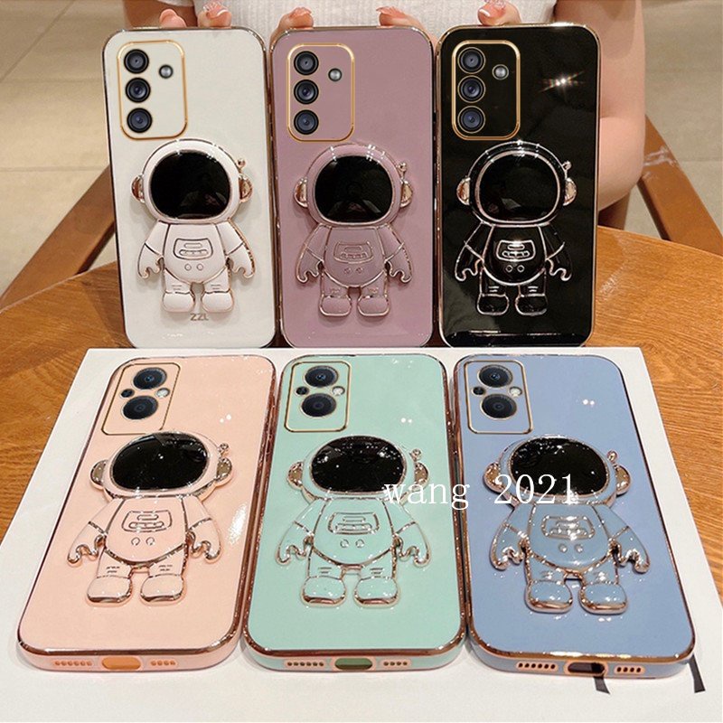 2023-new-casing-เคส-samsung-galaxy-a54-a34-a24-a14-lte-4g-5g-phone-case-fashion-cute-cartoon-astronaut-invisible-stand-electroplated-holder-soft-back-cover-เคสโทรศัพท
