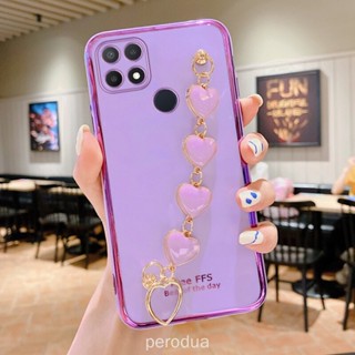 เคสโทรศัพท์มือถือ ซิลิโคนนิ่ม พร้อมสายคล้องข้อมือ ลายหัวใจ สําหรับ OPPO A17 A16 A15 A35 A15S A9 A5 2020 A7 A5S A12 A5 A3S A12E F11 Pro