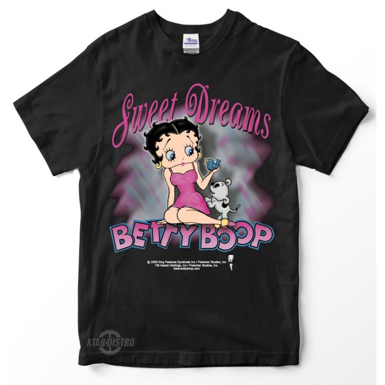 แฟชั่นคลาสสิกผ้าฝ้ายคอกลมเสื้อยืด-พิมพ์ลาย-betty-boop-sweet-dreams-สไตล์วินเทจ-พรีเมี่ยมfrom-s-4xl