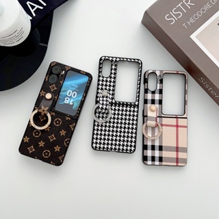 เคสโทรศัพท์มือถือหนัง PC ฝาพับ กันกระแทก พร้อมแหวนคล้อง แฟชั่น สําหรับ OPPO Find N2