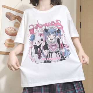 เสื้อยืดลําลอง แบบนิ่ม พิมพ์ลายแมวน่ารัก สีดํา สไตล์ญี่ปุ่น ฮาราจูกุ สําหรับสตรี Y2k