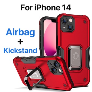 เคส For iPhone 14 14Pro 14Plus 14ProMax Case ป้องกันการตกหล่น ขาตั้งในตัว ปกป้องหน้าจอ ถุงลมนิรภัย กันกระแทก ป้องกันลายนิ้วมือ ปกป้องกล้อง กันลื่น 14 Plus Pro Max