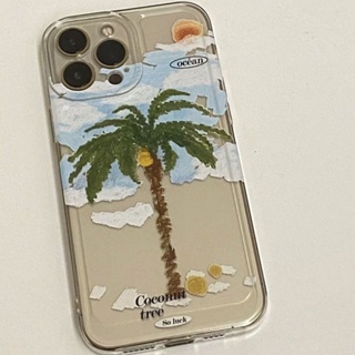 Cloud Coconut Tree Phone Case For  Iphone14promax Phone Case for Iphone13 All-Inclusive 11 Transparent 12 Drop-Resistant XR/8Plus