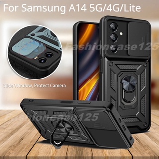 เคสโทรศัพท์มือถือแบบนิ่ม แข็ง กันกระแทก กันรอยกล้อง พร้อมแหวนขาตั้ง สําหรับ Samsung Galaxy A54 A34 A24 A14LTE 5G 4G 2023