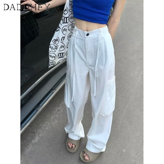 DaDuHey🎈 3 Colors American Style Workwear Casual Pants Womens Summer Multi-Pocket Loose Thin Straight Fashion Cargo Pants